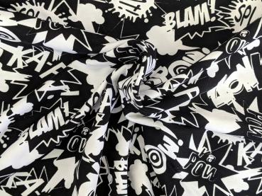 Reststück! French Terry Black & White Baam Schwarz 30 x VB